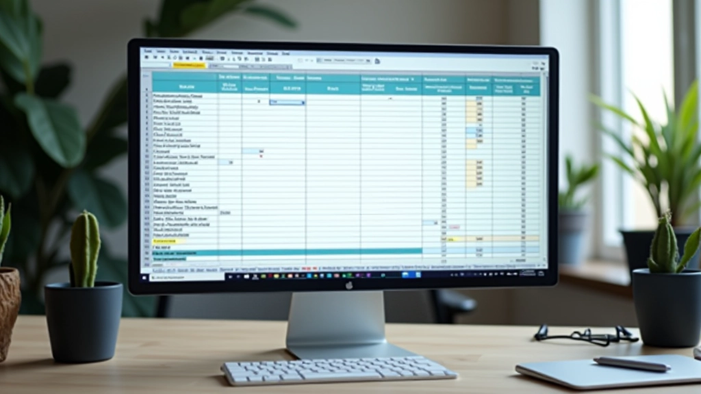 Organized spreadsheet on computer screen showing income and expense categories